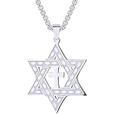 AOOMO Silver Jewish Star of David Necklace - Interlocking Estrella de David Pendant Chain 20 Inch - Handmade Jewelry for Men Women - Religious Judaica Amulet