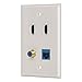 IBL-4 Port Wall Plate with Coaxial TV Cable F Type + Cat6 Ethernet +2 HDMI Keystone Female to Female Jack in White