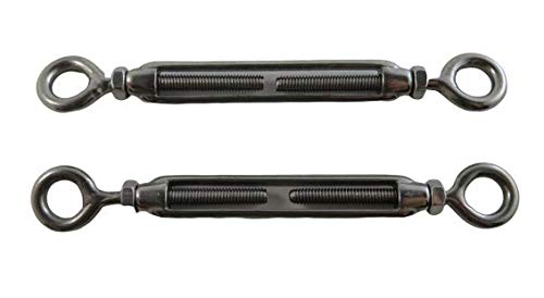 2 Pieces Stainless Steel (316) M4 (5/32") 4mm Turnbuckle Eye and Eye with Locknuts Marine Grade M4 Metric Thread