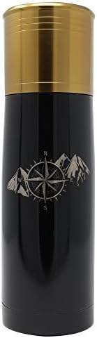 Compass Mountain Design - Laser Engraved 25 oz Black Shot Gun Shell Bullet Double Wall Vacuum Insulated Thermo Bottle. 24 Hours Cold 12 Hours Hot. Great for Hiking Camping Fishing. Perfect for Hunting