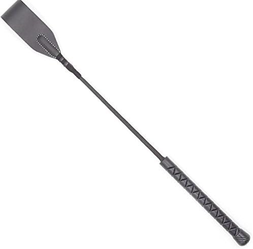 Kiko Pets Black Riding Crop Leather Jump Bat with Fiberglass Shaft for Horse Whip Slapper 18.25"