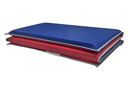 KinderMat Basic Rest Mat, 5/8 Inch Thick, Gray Binding with Pillow, Red/Blue Color Combination