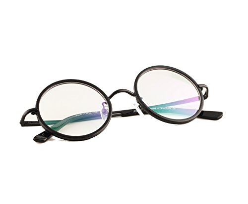 Agstum Vintage Retro Small Round Prescription Optical Eyeglass Frame 43mm (All black, 43mm)