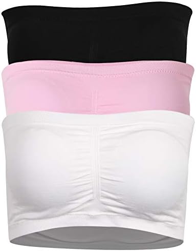 DD DEMOISELLE Women's Bandeau Bra, Basic Layering Seamless Bra Crop Tube Top Bandeau Strapless Brarette