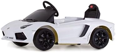 White Lamborghini Aventador RC Kids Electric Ride-On Car Lights and Sound