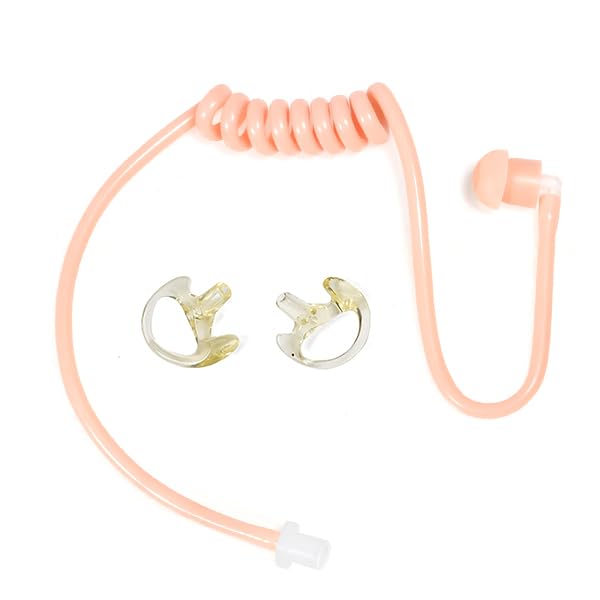 UAYESOK Replacement Air Acoustic Tube Transparent Coil Audio Tube with Soft Silicone Earbuds Earmould for Two Way Radio Covert Earpiece Motorola Kenwood Baofeng Walkie Talkie Headset Kit (Flesh Color)