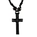 HZMAN Handmade Carved OX Bone Black Color Cross Pendant Necklace Hemp Rope Resizable