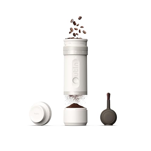 OutIn Fino Portable Electric Coffee Grinder,Adjustable Coffee Bean Grinder with 28 Precise Grind Setting,One-Button Burr Coffee Grinder with Fast‑Charge Battery, Auto‑Stop & Clog‑Protection,White