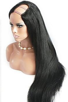 XIAOLAJIAOJ&F Unprocessed Malaysian Silky Straight U Part Wig Virgin Hair Left Part Upart Wig Human Hair Wigs 2x4inch U Opening Size , 130%