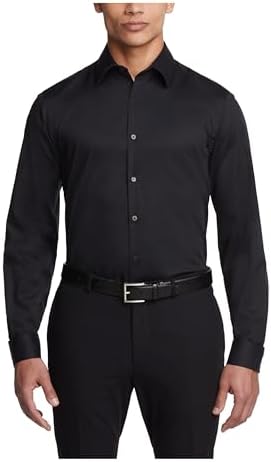 calvin klein extra slim fit dress shirt Amazon.com: Calvin Klein Men's Dress Shirt Non Iron Stretch Slim Fit Shirt,  Jet Black, 14