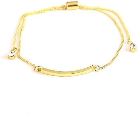 JJlilun Jewelry Minimalist Bar Adjustable Bolo Bracelets Gold For Women With Delicate Chain with Gift Box