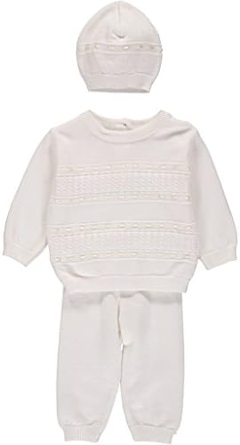 Boutique Collection Baby Boy 2 Piece Knit Christening Bris Outfit - Cream, Newborn