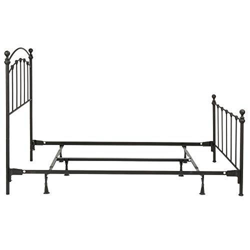 Leggett & Platt Sanford Complete Metal Bed and Steel Support Frame with Castings and Round Finial Posts, Matte Black Finish, Queen - Thumbnail 4