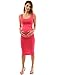 PattyBoutik Mama Tie-Dye/Solid Scoop Neck Maternity Tank Dress (Hot Pink Medium)