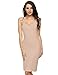 Bluetime Women's Sexy V Neck Slim Fit Spaghetti Strap Straight Dress Sleepwear (L, Nude)