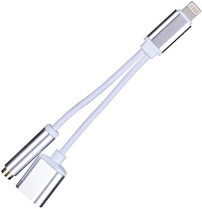 iphone 7 Adapter,2 in 1 Lightning to 3.5mm Aux Headphone Jack and Charger Cable adapter for iphone 7 plus Adapter,First Plus,Adapter iphone 7, iphone 7 Plus Adapter,Adapter for iphone 7 Plus-Silver