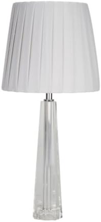 Modern White Shade with Contemporary Tall Crystal Georgia Glass Bevel Cut Table Lamp