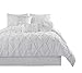Chezmoi Collection Sydney California King Size Comforter Set - 7-Piece Pintuck Bedding - White, Elegant Lightweight Pinch Pleat Comforter with Decorative Pillows Bed Set for All Season