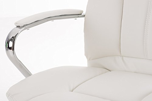 CLP-Sedia-Ufficio-XANTHOS-XXL-in-Similpelle-Poltrona-Ergonomica-Carico-Max-210-kg-I-Sedia-Studio-Imbottita-e-Regolabile-I-Poltrona-Pc-Rinforzata-ed-Oscillante-Ruote-Antiattrito-Bianco