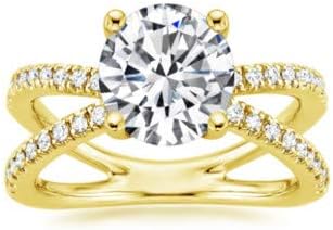 1.83 Carat Round Cut Moissanite Rings 14K Yellow Gold Ring Size L
