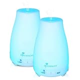 Diffuserlove 2 Pack Max 200ml Essential Oil Diffuser Ultrasonic Aromatherapy Diffuser Cool Mist Humidifiers with 7 Color LED Lights and Waterless Auto Shut-off for Home Office Kitchen Bedroom