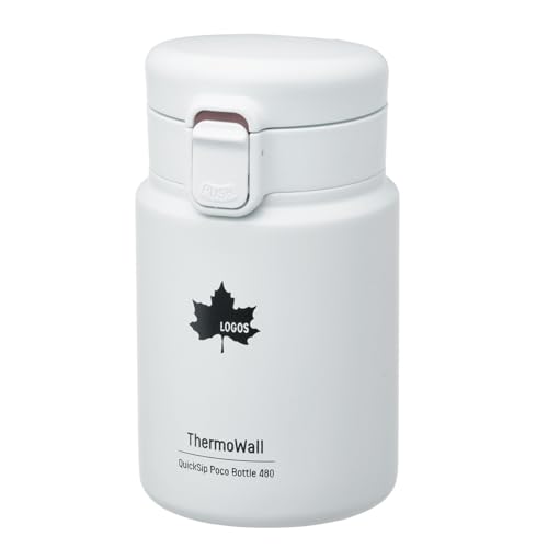 ロゴス（LOGOS） ThermoWall 真空断熱 ワンタッチボトル（Type617）P-480ml アイスグレー 81286172 キャンプ マグボトル 超薄型 スリム設計 軽量 保冷 保温 直飲