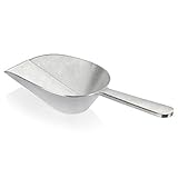 New Star Foodservice 34707 One-Piece Cast Aluminum Flat Bottom Bar Ice Flour Utility Scoop, 16-Ounce, Silver