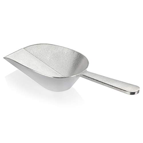 New Star Foodservice 34707 One-Piece Cast Aluminum Flat Bottom Bar Ice Flour Utility Scoop, 16-Ounce, Silver