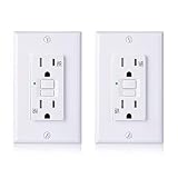 Cable Matters 2-Pack 15 Amp Tamper Resistant and Weather Resistant GFCI Outlet with Wall Plate in White