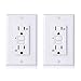 Cable Matters UL Listed 2-Pack 15 Amp Tamper Resistant and Weather Resistant GFCI Outlet with Wall Plate in White