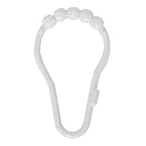 MAYTEX Heavy Duty Roller Glide Rings Shower Curtain Hooks, Plastic White