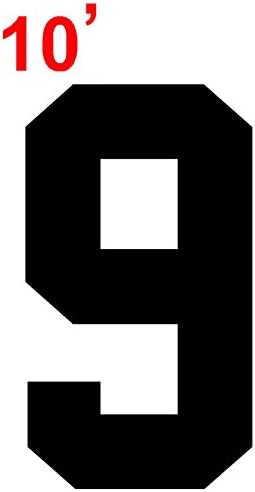 10" Tall Black or white Single Number for Sports T-Shirt jersey football Baseball,Iron On, heat transfer, team,t-shirtBlack or white (Style A)(BK-9)