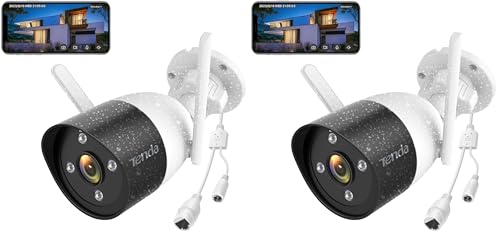 Tenda Telecamera Wi-Fi Esterno, 1080P Videocamera Sorveglianza Esterno con Visione Notturna a Colori 30m, Audio Bidirezionale, Rilevamento di Movimento e Persone, Compatibile con Alexa, CT3