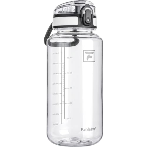 Fanhaw 32oz Tritan Water Bottle Clear&White