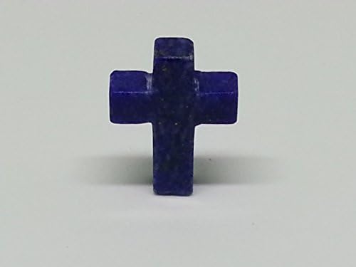 Small Hand Carved Blue Lapis Lazuli Cross for Jewelry Making, Arts, and Crafts 1 x 3/4 in.