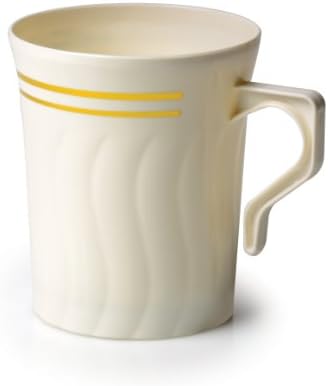 Fineline Settings Silver Splendor Bone China-Like 8 oz. Coffee Mug 120 Pieces