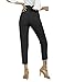 Freeprance Women's Pants Casual Trouser Paper Bag Pants Elastic Waist Slim Pockets XBK S Black