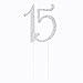 Ella Celebration 15 Cake Topper 15th Birthday Anniversary Quinceañera Party Supplies Rhinestone Number Decoration (Silver)
