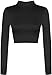 WearAll Womens Turtle Neck Crop Long Sleeve Plain Top - Black - US 4-6 (UK 8-10)