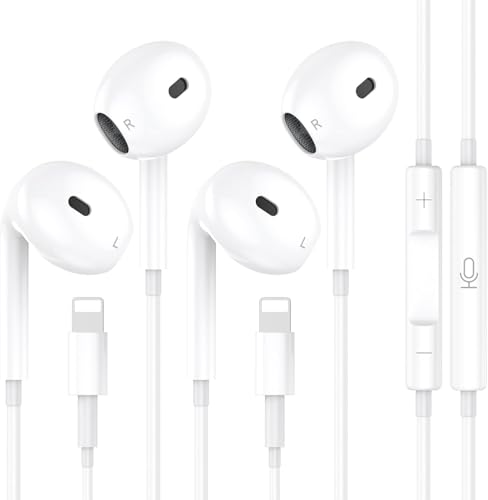 2 Pack Écouteurs Filaires pour iPhone, [Certifié MFi] Écouteurs Intra-Auriculaires, Casque Antibruit Stéréo HiFi avec Micro et Contrôle du Volume pour iPhone 14/14 Pro/13/12/11/XR/XS/X/8/7/SE