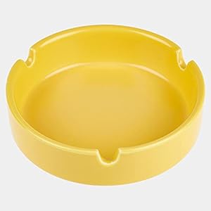 Tafelasbak keramiek geel – Cigless – asbak – 10cm x 3cm – tafel asbak – asbakje