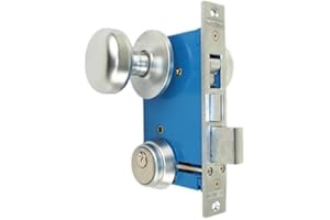 Maxtech RHR Right Hand Reverse Satin Chrome 26D Finish Double Cylinder Iron Gate Ornamental Mortise Lock Set with 2-1/2" Backset