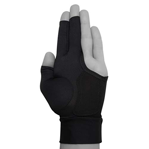 Longoni Black Fire 2.0 Billiard Pool CUE Glove - for Left or Right Hand - Black (Medium, for Left Hand)