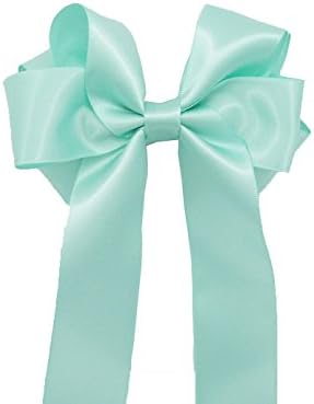 Girls Handmade Satin Ribbon Boutique Ponytail Hair Bow Clips Barrette (Aqua)