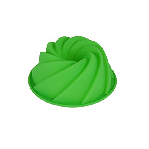 Xiaolanwelc@ 24.58.9cm Large Swirl Shape Silicone Butter Cake Mould Baking Tools For Cakes Bakery Kitchen Accessories Bakeware Mold (Green)