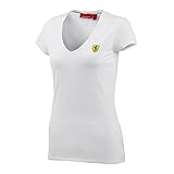 Ferrari Ladies White V-Neck Tee Shirt