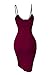 Doramode Sexy Spaghetti Strap V-Neck Cut Out Bandage Bodycon Clubwear Cute Midi Dress For Women,Burgundy Wine Red