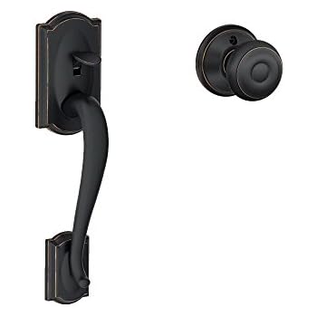Schlage Lock Company Camelot Front Entry Handle Georgian Interior Knob (Aged Bronze) FE285 CAM 716 GEO