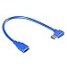 90-Degree Left-Angle USB Extension Cable, Male to Female, 1ft Short, Blue