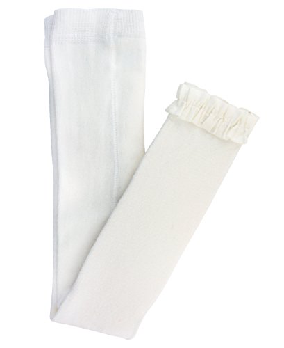 RuffleButts Infant / Toddler Girls Solid Knit Footless Ruffle Tights - Off-White - 12-24m